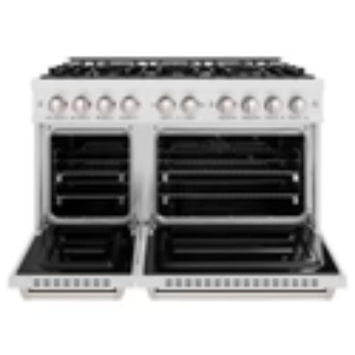 ZLINE Classic Gas Range Series with Convection Gas Oven in Satin Stainless Steel and Brass Burners