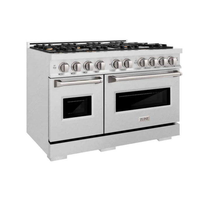 ZLINE Classic Gas Range Series with Convection Gas Oven in Satin Stainless Steel and Brass Burners