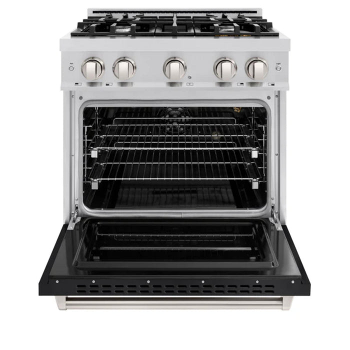 ZLINE Classic Gas Range Convection Gas Oven in Stainless Steel with Black Matte Doors