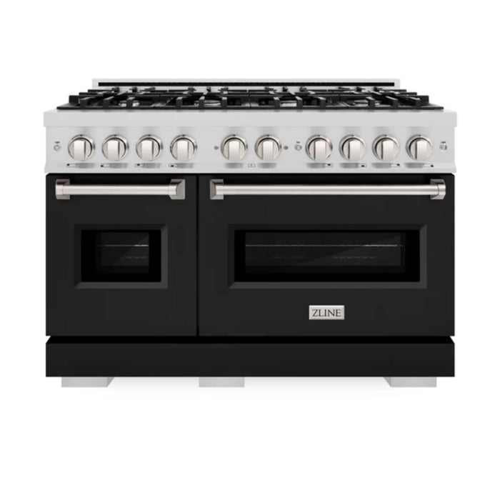 ZLINE Classic Gas Range Convection Gas Oven in Stainless Steel with Black Matte Doors