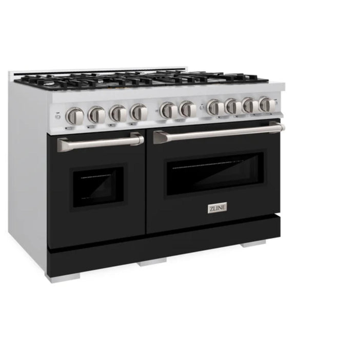 ZLINE Classic Gas Range Convection Gas Oven in Stainless Steel with Black Matte Doors