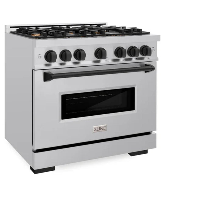 ZLINE Autograph Edition Classic Dual Fuel Ranges in Stainless Steel with Matte Black Accents.