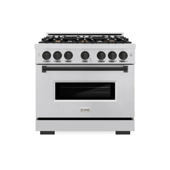 ZLINE Autograph Edition Classic Gas Range with Convection Gas Oven in Stainless Steel and Matte Black Accents