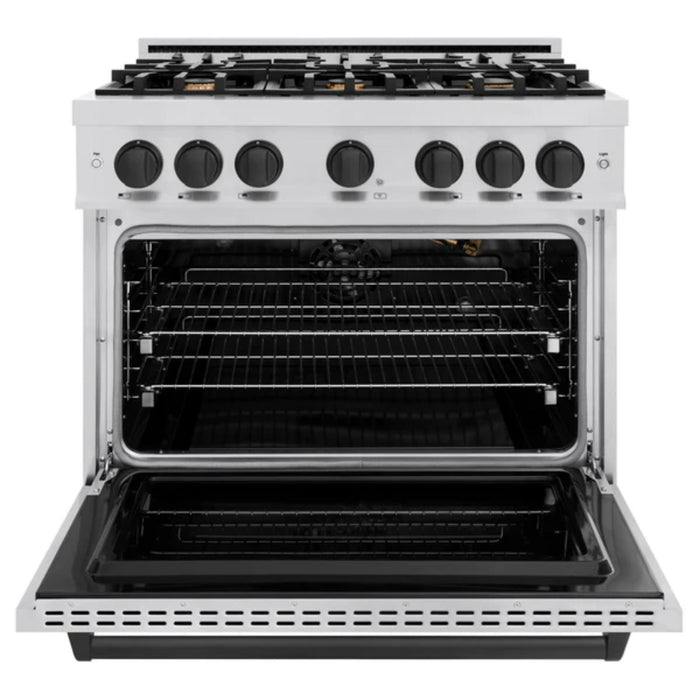 ZLINE Autograph Edition Classic Gas Range with Convection Gas Oven in Stainless Steel and Matte Black Accents