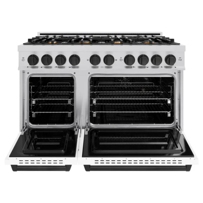 ZLINE Autograph Edition Classic Gas Range with Convection Gas Oven in Stainless Steel with White Matte Door and Matte Black Accents
