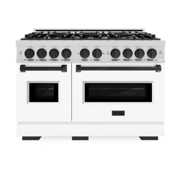 ZLINE Autograph Edition Classic Gas Range with Convection Gas Oven in Stainless Steel with White Matte Door and Matte Black Accents