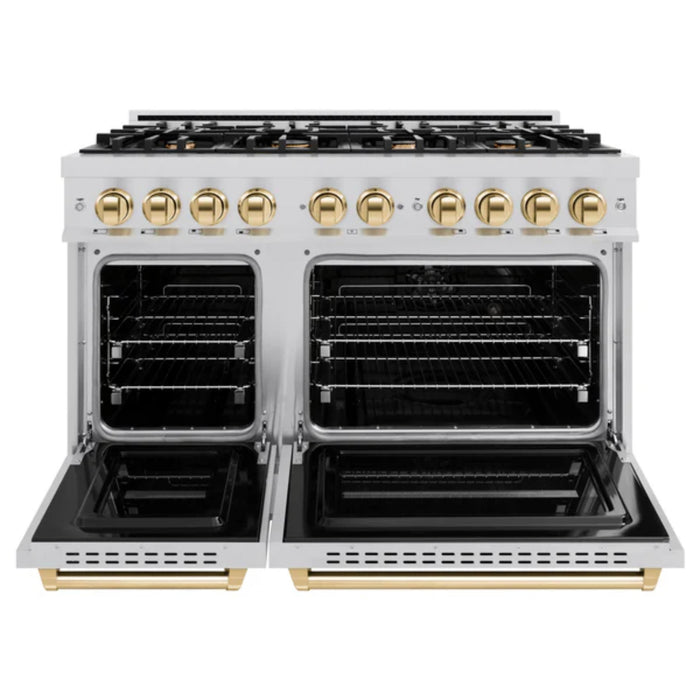 ZLINE Autograph Edition Classic Gas Range with Convection Gas Oven in Stainless Steel and Polished Gold Accents
