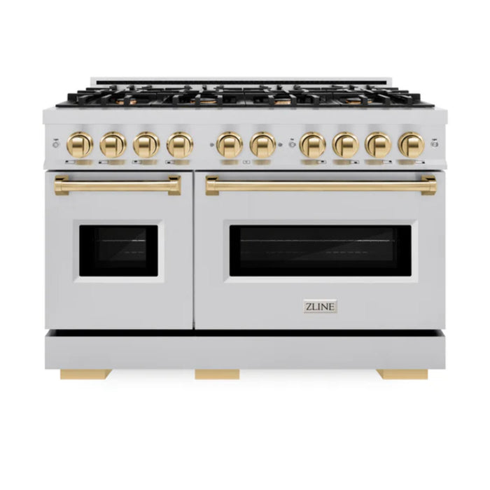 ZLINE Autograph Edition Classic Gas Range with Convection Gas Oven in Stainless Steel and Polished Gold Accents