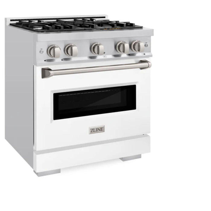 ZLINE Classic Gas Range in Stainless Steel with White Matte Doors
