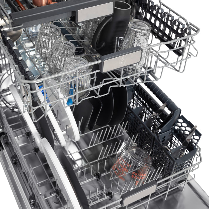ZLINE 24" Monument Series 3rd Rack Top Touch Control Dishwasher in Stainless Steel with Stainless Steel Tub