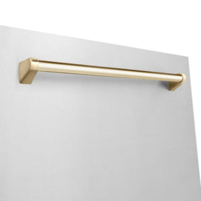 ZLINE 24" Autograph Edition  Monument Series 3rd Rack Top Touch Control Tall Tub Dishwasher in Stainless Steel with Polished Gold Handle