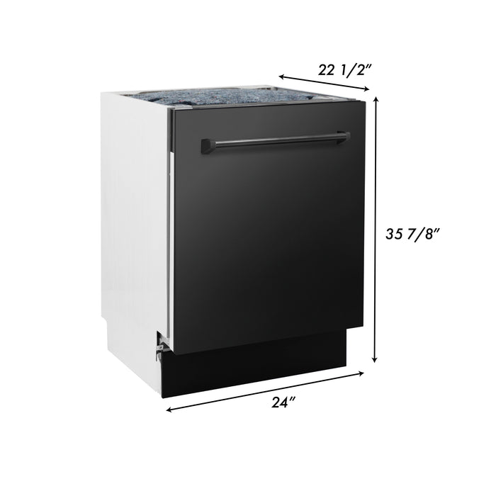 ZLINE 24" Tallac Series 3rd Rack Tall Tub Dishwasher in Black Stainless Steel with Stainless Steel Tub, 51dBa