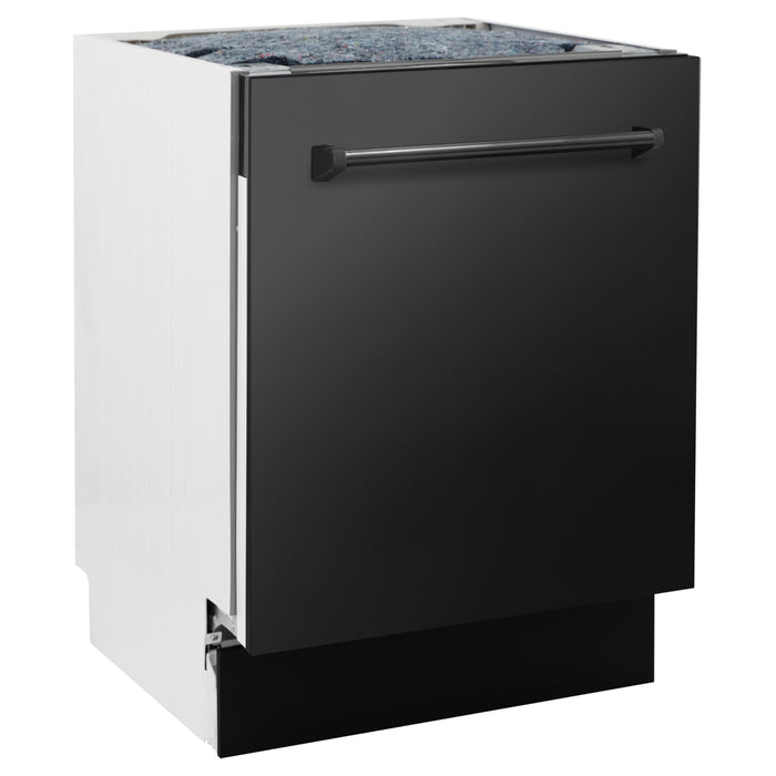 ZLINE 24" Tallac Series 3rd Rack Tall Tub Dishwasher in Black Stainless Steel with Stainless Steel Tub, 51dBa
