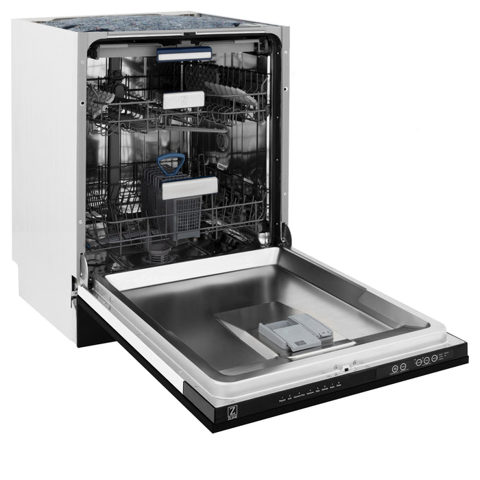 ZLINE 24" Tallac Series 3rd Rack Tall Tub Dishwasher in Black Stainless Steel with Stainless Steel Tub, 51dBa