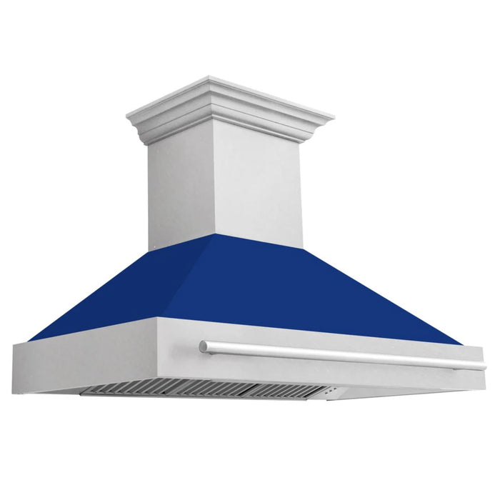 ZLINE 48" Wall Mount Range Hood with Satin Stainless Steel and Colored Shell