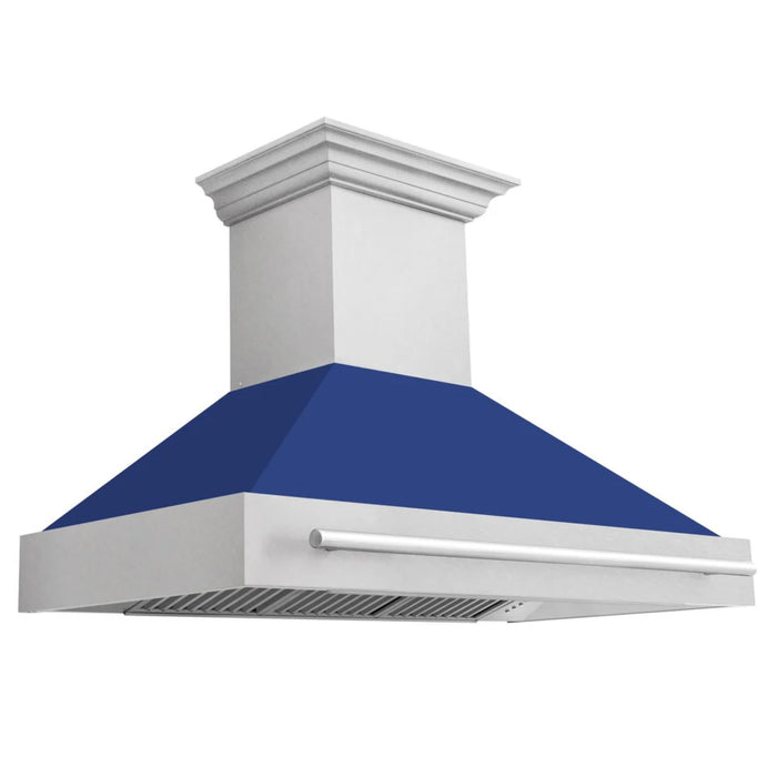 ZLINE 48" Wall Mount Range Hood with Satin Stainless Steel and Colored Shell