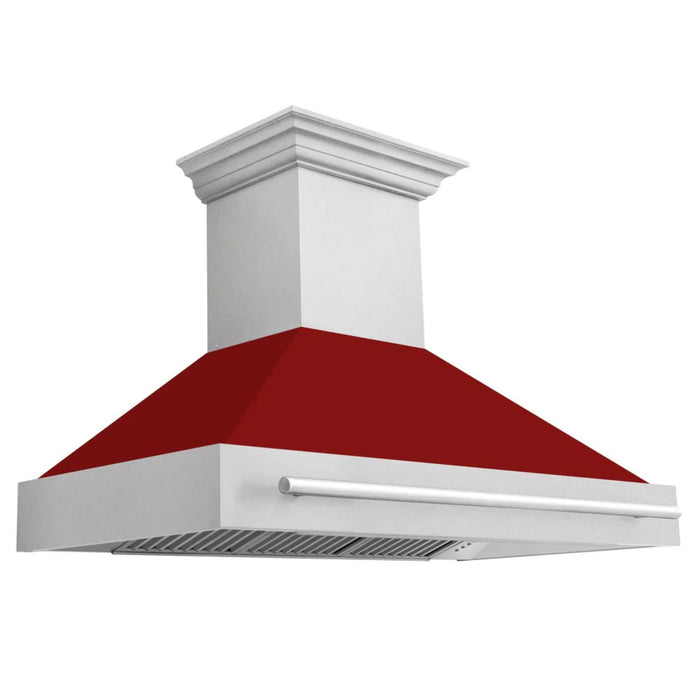 ZLINE 48" Wall Mount Range Hood with Satin Stainless Steel and Colored Shell