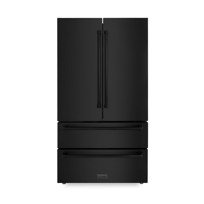 ZLINE 22.5 cu.ft. Counter-Depth French Door Refrigerator with Ice Maker in Fingerprint-Resistant Black Stainless Steel