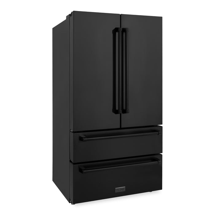 ZLINE 22.5 cu.ft. Counter-Depth French Door Refrigerator with Ice Maker in Fingerprint-Resistant Black Stainless Steel