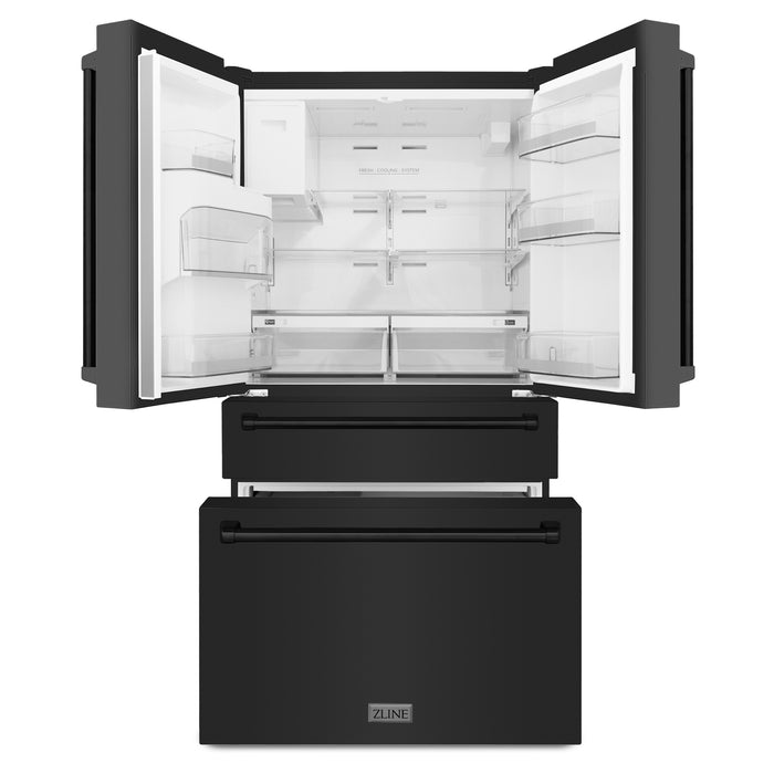ZLINE  21.6 cu.ft.  Counter-Depth French Door Refrigerator with Water and Ice Dispenser in Fingerprint-Resistant Black Stainless Steel