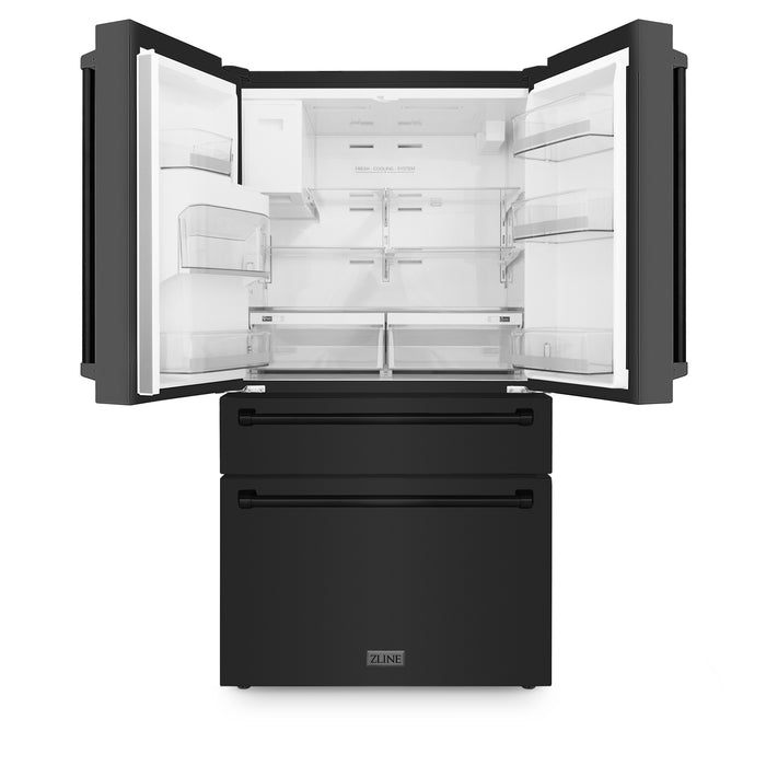 ZLINE  21.6 cu.ft.  Counter-Depth French Door Refrigerator with Water and Ice Dispenser in Fingerprint-Resistant Black Stainless Steel