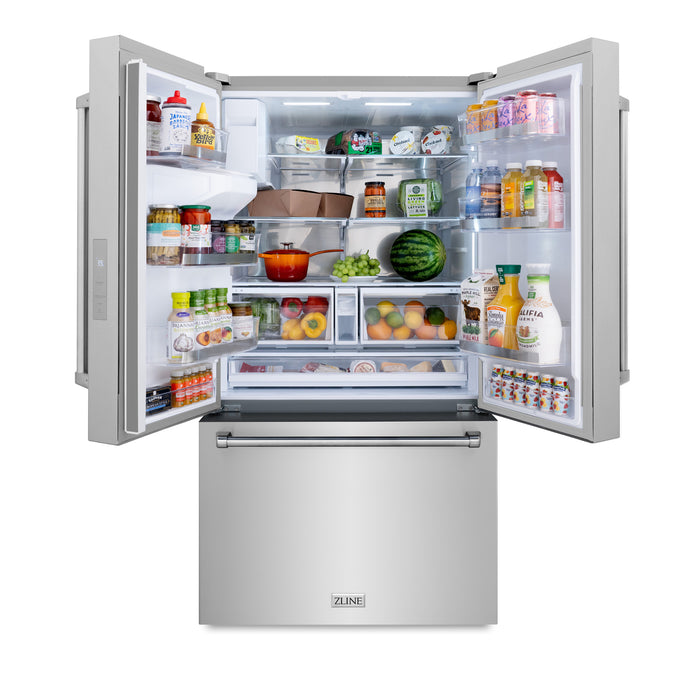 ZLINE 36" Standard-Depth French Door External Water Dispenser Refrigerator with Dual Ice Maker in Fingerprint-Resistant Stainless Steel