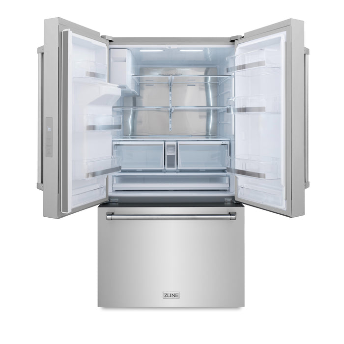 ZLINE 36" Standard-Depth French Door External Water Dispenser Refrigerator with Dual Ice Maker in Fingerprint-Resistant Stainless Steel