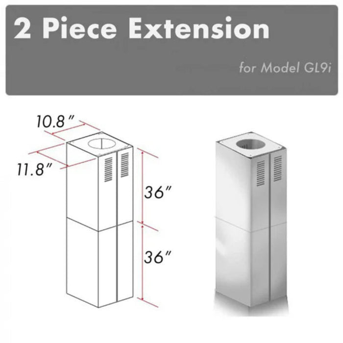 ZLINE 2-Piece 36" Chimney Extensions for GL9i Island Range Hood