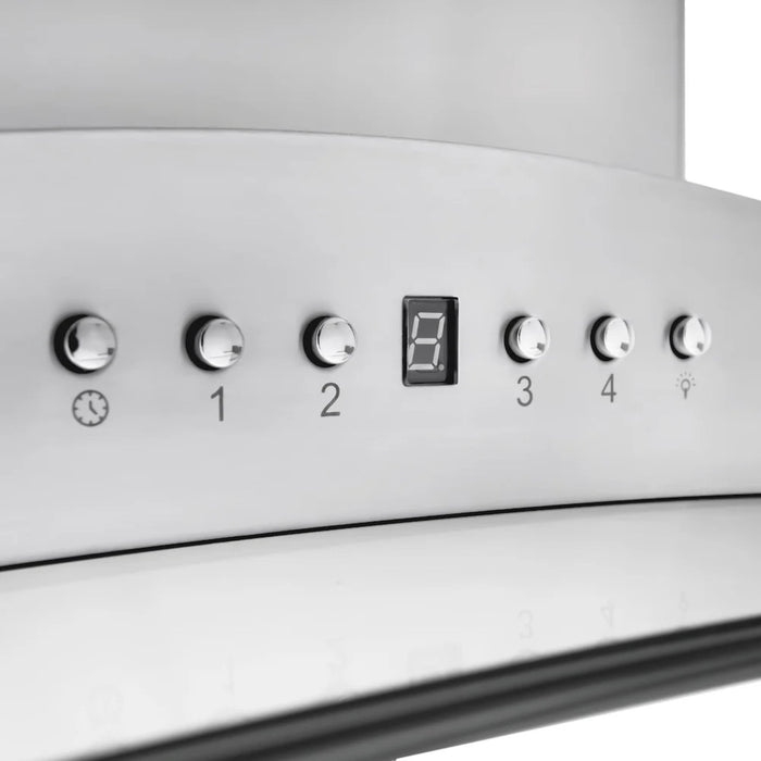 ZLINE Convertible Vent Island Mount Range Hoods with Curved Glass Canopy