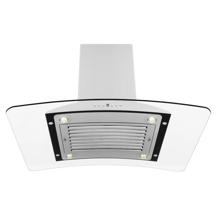 ZLINE Convertible Vent Island Mount Range Hoods with Curved Glass Canopy