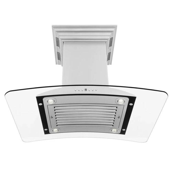 ZLINE CrownSound GL9iCRN-BT Series Convertible Island Mount Range Hood with Built-in Bluetooth Speakers