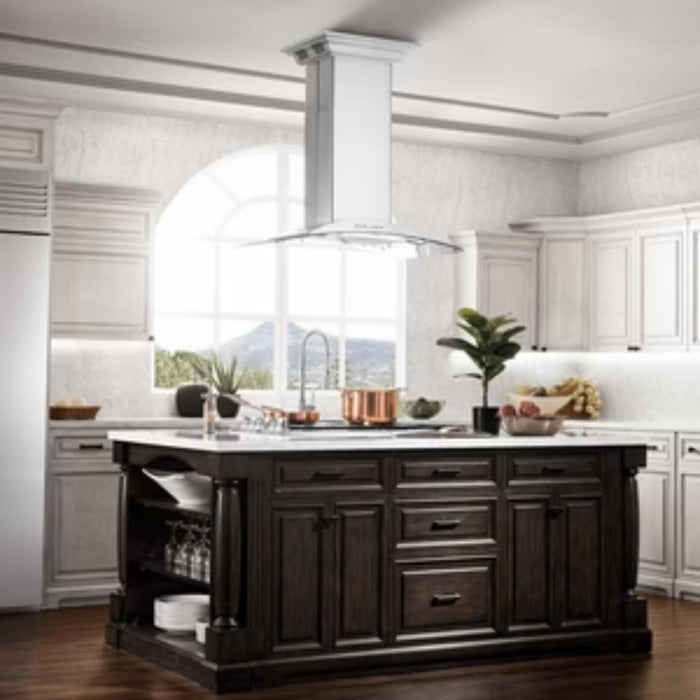 ZLINE CrownSound GL9iCRN-BT Series Convertible Island Mount Range Hood with Built-in Bluetooth Speakers