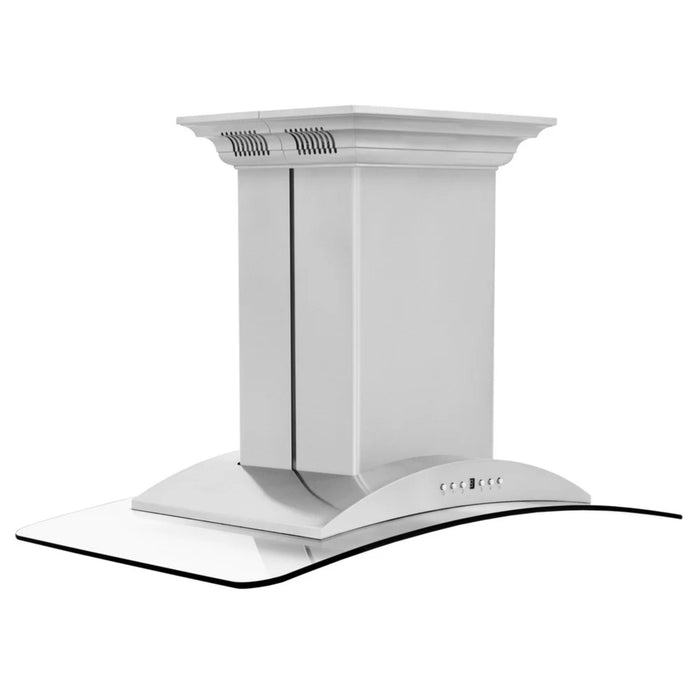 ZLINE CrownSound GL9iCRN-BT Series Convertible Island Mount Range Hood with Built-in Bluetooth Speakers