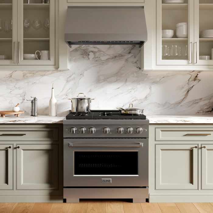 ZLINE 36" Paramount Gas Range with 6 Burner Cooktop and Convection Gas Oven in Stainless Steel 5.2 cu. ft.