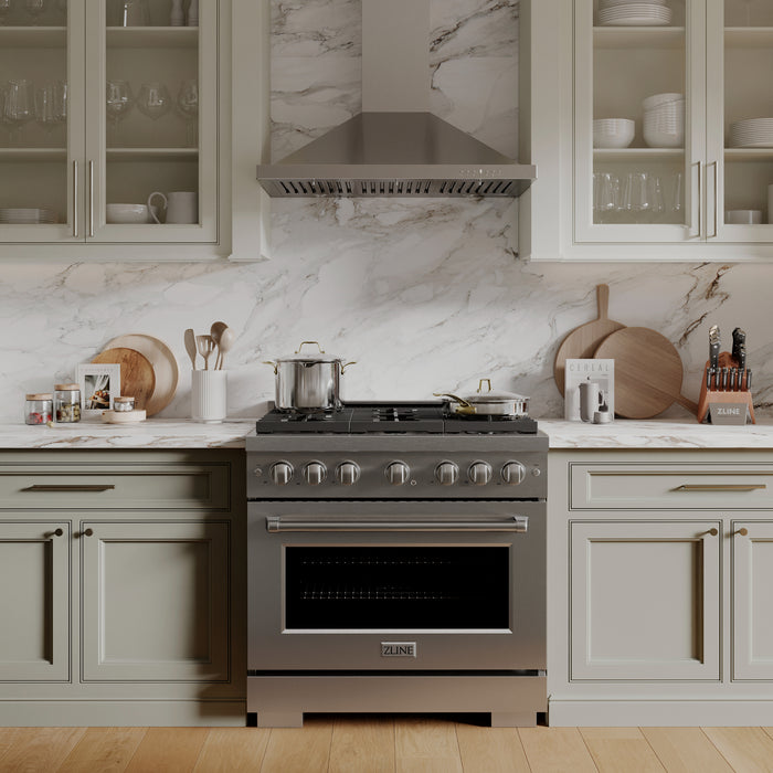 ZLINE 36" Paramount Gas Range with 6 Burner Cooktop and Convection Gas Oven in Stainless Steel 5.2 cu. ft.