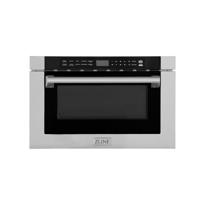 ZLINE 24" Built-in Microwave Drawer with Traditional Handle in Stainless Steel
