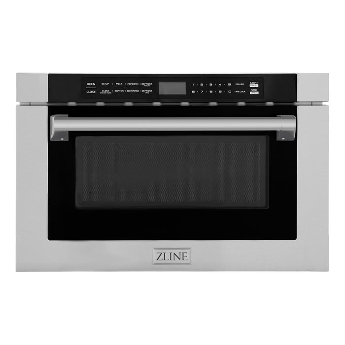 ZLINE 24" Built-in Microwave Drawer with Traditional Handle in Stainless Steel