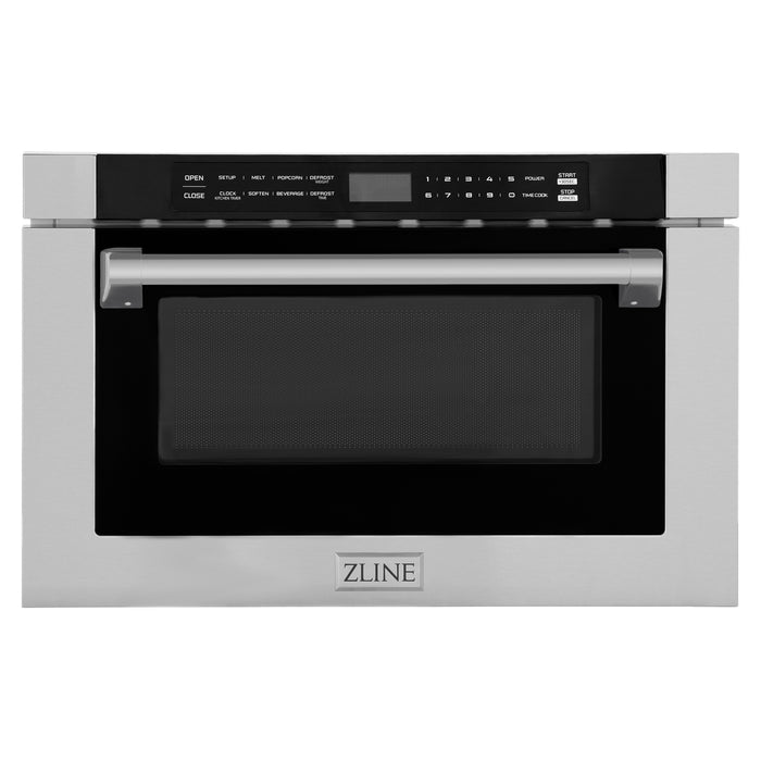 ZLINE 24" Built-in Microwave Drawer with Traditional Handle in Stainless Steel