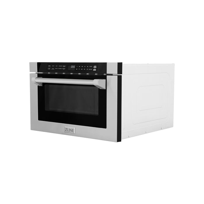 ZLINE 24" Built-in Microwave Drawer with Traditional Handle in Stainless Steel