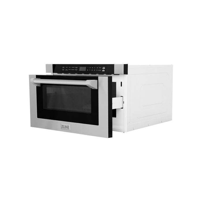 ZLINE 24" Built-in Microwave Drawer with Traditional Handle in Stainless Steel