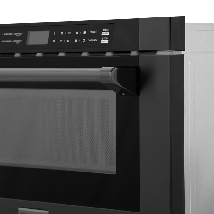 ZLINE 24" Built-in Microwave Drawer with Traditional Handle in Black Stainless Steel  1.2 cu. ft.