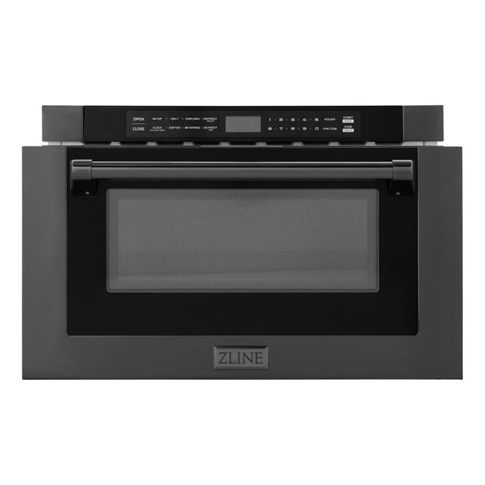 ZLINE 24" Built-in Microwave Drawer with Traditional Handle in Black Stainless Steel  1.2 cu. ft.