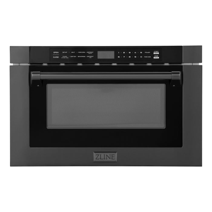 ZLINE 24" Built-in Microwave Drawer with Traditional Handle in Black Stainless Steel  1.2 cu. ft.