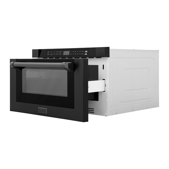 ZLINE 24" Built-in Microwave Drawer with Traditional Handle in Black Stainless Steel  1.2 cu. ft.