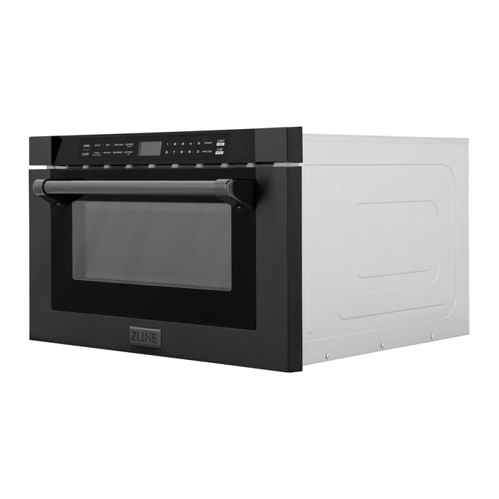 ZLINE 24" Built-in Microwave Drawer with Traditional Handle in Black Stainless Steel  1.2 cu. ft.