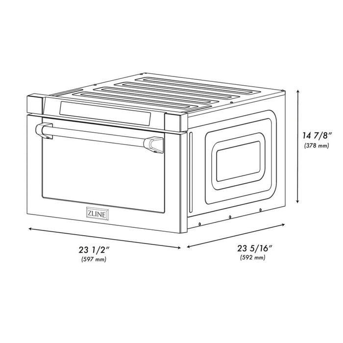 ZLINE 24" Autograph Edition Built-in Microwave Drawer in Black Stainless Steel and Polished Gold Accents