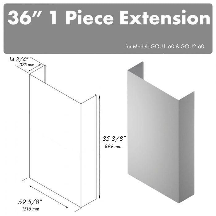 ZLINE 36-Inch Chimney Extension for 60-Inch Under Cabinet Outdoor Grill Hood