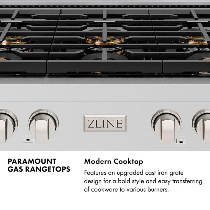 ZLINE Autograph Edition 36" and 48" Paramount Dual Fuel Ranges with Polished Gold Accents