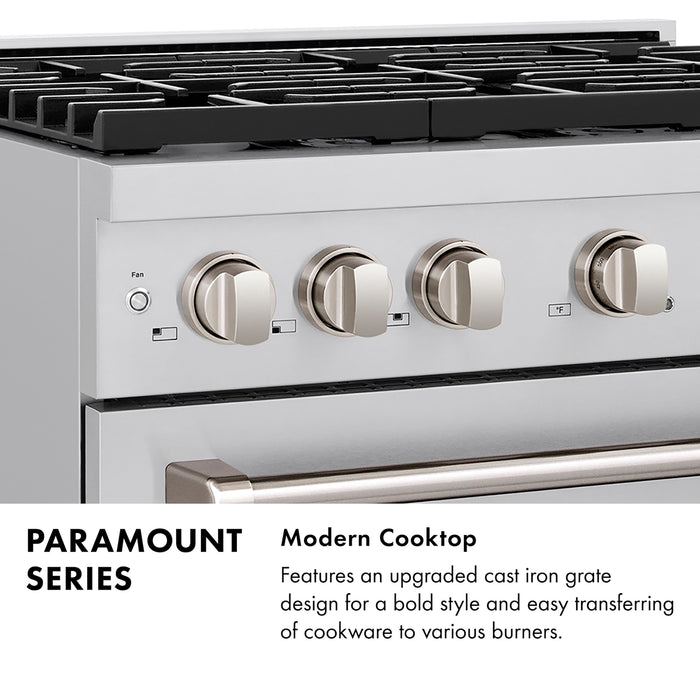 ZLINE 48" Paramount Double Oven Gas Range with 8 Burner Cooktop in Stainless Steel