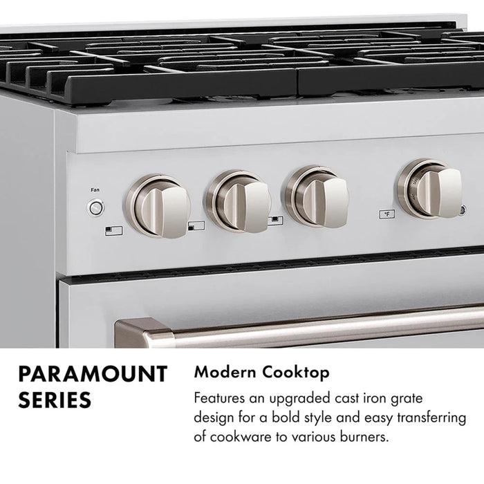 ZLINE Autograph Edition Paramount Gas Ranges with 6 and 8 Burner Cooktops, Convection Ovens, White Matte Doors, and Matte Black Accents